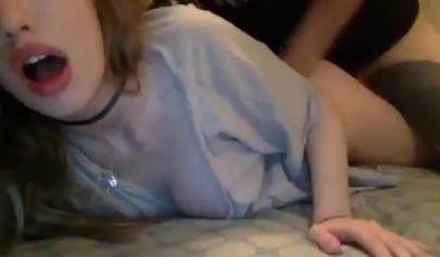 Beautiful teen didn't turned off a webcam while she fucks with her BF