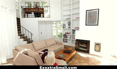 Skinny blonde slut Kiara Cole bent over to take a big cock