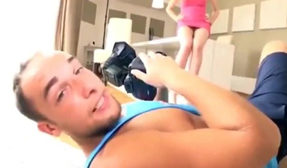 Redhead teen takes photographer's big cock in her slimy pussy