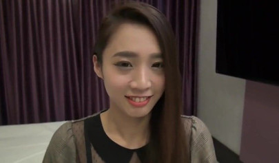 Skinny Japanese brunette fucks with older guy