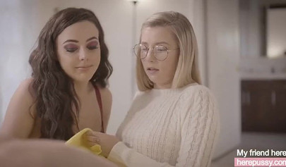 Whitney Wright surprise her boyfriend with a hot threesome with teen Carolina Sweets