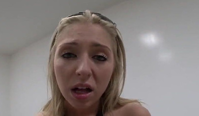 Blonde teen gets punished for being naughty with face fucking