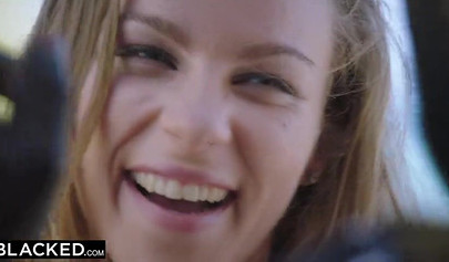 Petite blonde Angel Emilygets double penetrated in interracial threesome