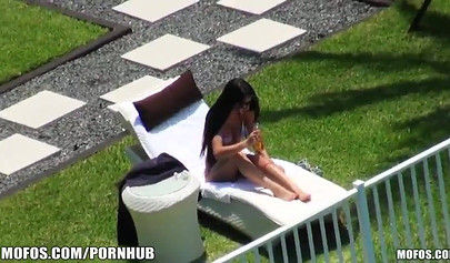 Beautiful Latina Megan Salinas gets fucked after swimming