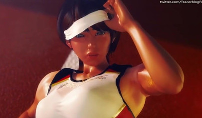 Hentai babe with huge boobs gets fucked after a race