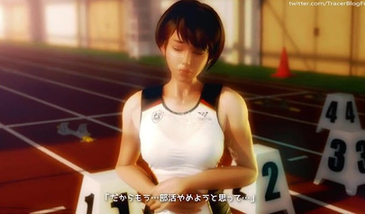 Hentai babe with huge boobs gets fucked after a race