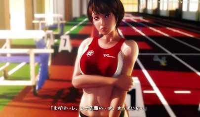 Hentai babe with huge boobs gets fucked after a race
