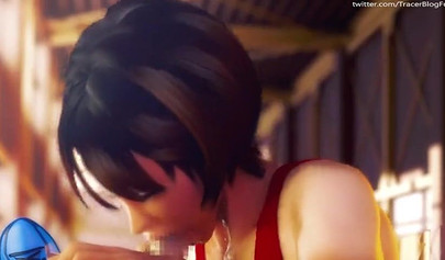 Hentai babe with huge boobs gets fucked after a race