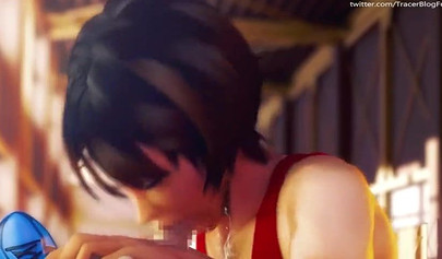 Hentai babe with huge boobs gets fucked after a race