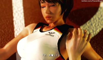 Hentai babe with huge boobs gets fucked after a race