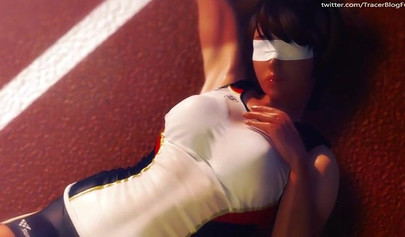 Hentai babe with huge boobs gets fucked after a race