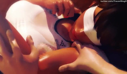 Hentai babe with huge boobs gets fucked after a race