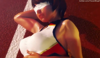 Hentai babe with huge boobs gets fucked after a race