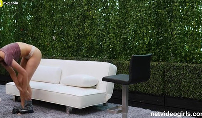 POV casting with smoking hot natural brunette babe