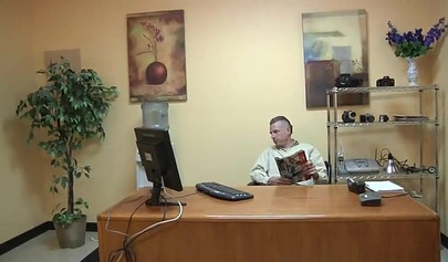 Brunette secretary fucks with her boss in his office