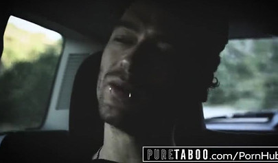 Blonde teen Haley Reed teasing two guys for a DP threesome