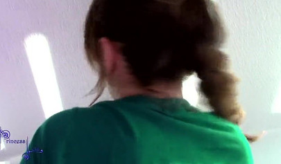 Brunette beauty Princess Leia let her stepbro to creampie her pussy