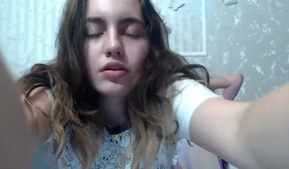 Cute brunette teen teasing and masturbating on webcam