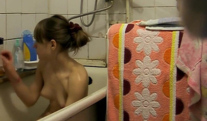 Kinky stepbrother spying on his stepsister in bathroom