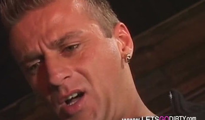 Busty hoe gets mouth full of cum in a hardcore threesome