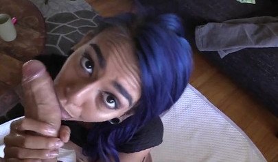 Skinny teen Janice Griffith tries to handle huge cock