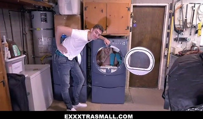 Skinny blonde Riley Star sucking and riding big cock