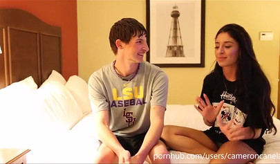 Sexy tattooed Latina Cameron Canela fucks after deep throat blowing