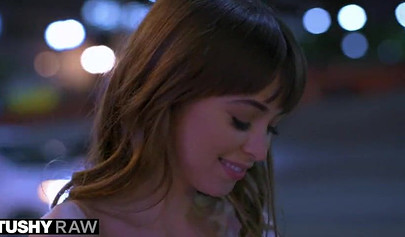 Brunette bitch Riley Reid oils her asshole for huge dick