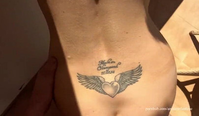 Tattooed blonde bitch gets her pussy filled on a sunny balcony