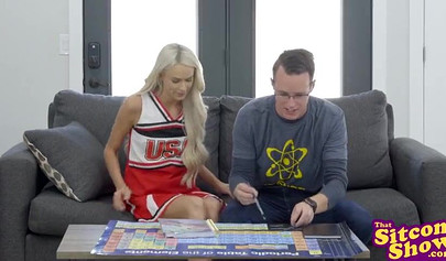 Petite blondie Emma Hix fucks with a Kyle Mason next to a geek