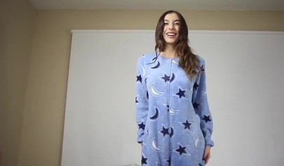 Petite Chloe Night strips and fucks this dude with strapon