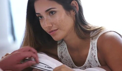 Brunette freckled Eva Lovia blows and pounds with a dude