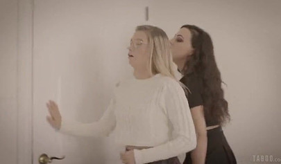 Brunette chick Whitney Wright and her blonde friend Carolina Sweets take Lucas Frost's cock