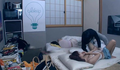 Two Japanese sisters share one lucky dude's schlong