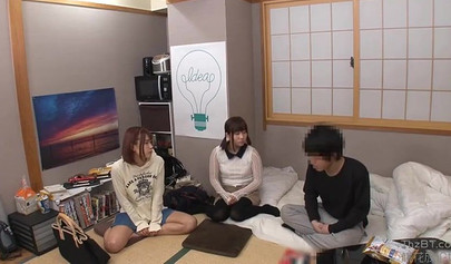 Two Japanese sisters share one lucky dude's schlong