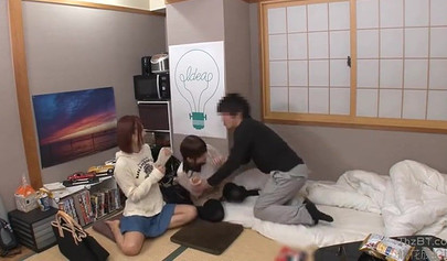 Two Japanese sisters share one lucky dude's schlong