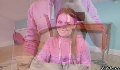 Alex Blake pulls out his huge dick and Ava Parker gives handjob