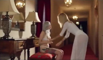 Slutty blonde Russian chick Nancy A plays with her petite friend