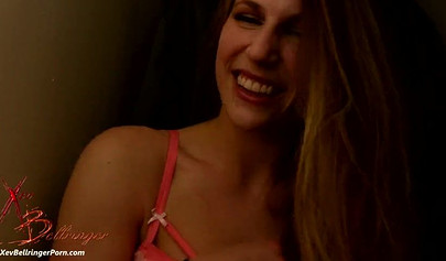 Slutty MILF Xev Bellringer releases her big tits from laced bra