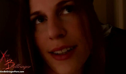 Slutty MILF Xev Bellringer releases her big tits from laced bra