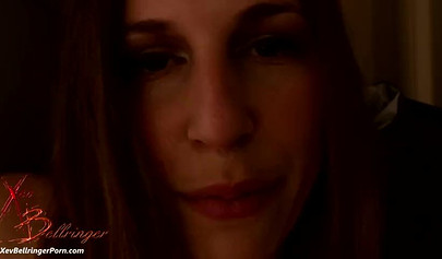 Slutty MILF Xev Bellringer releases her big tits from laced bra