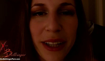 Slutty MILF Xev Bellringer releases her big tits from laced bra