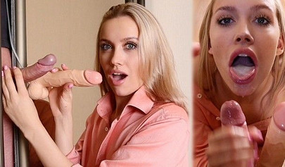 Alluring teen blondie gets real big cock instead of her rubber toy