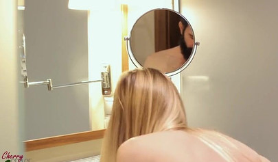 Intensive sex after a hot shower with sexy brunette teen