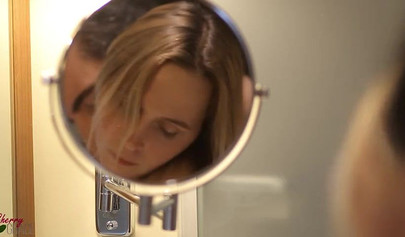 Intensive sex after a hot shower with sexy brunette teen