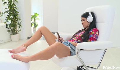 Brunette whore Lady Dee takes it in her snatch in few poses