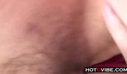 Skinny brunette teen gives her sweet pussy in public