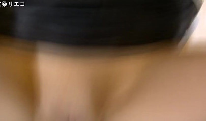 After stripping and masturbating this Japanese bitch takes big dick between her legs