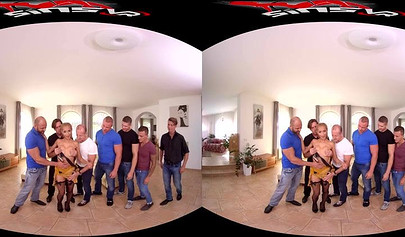 Blonde big eyed teen takes several cock to satisfy her sex addiction