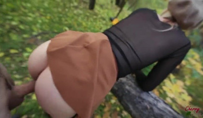 Autumn is perfect time for fucking and sucking outdoors